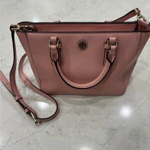 Tory Burch pink top handle bag with strap